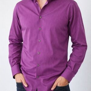 Zara Men's Vibrant pin-stripped Purple Casual Shirt 100% Cotton